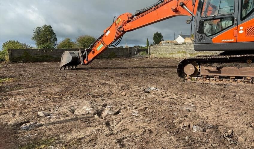 groundworks plant hire work in progress with digger landscaping to do